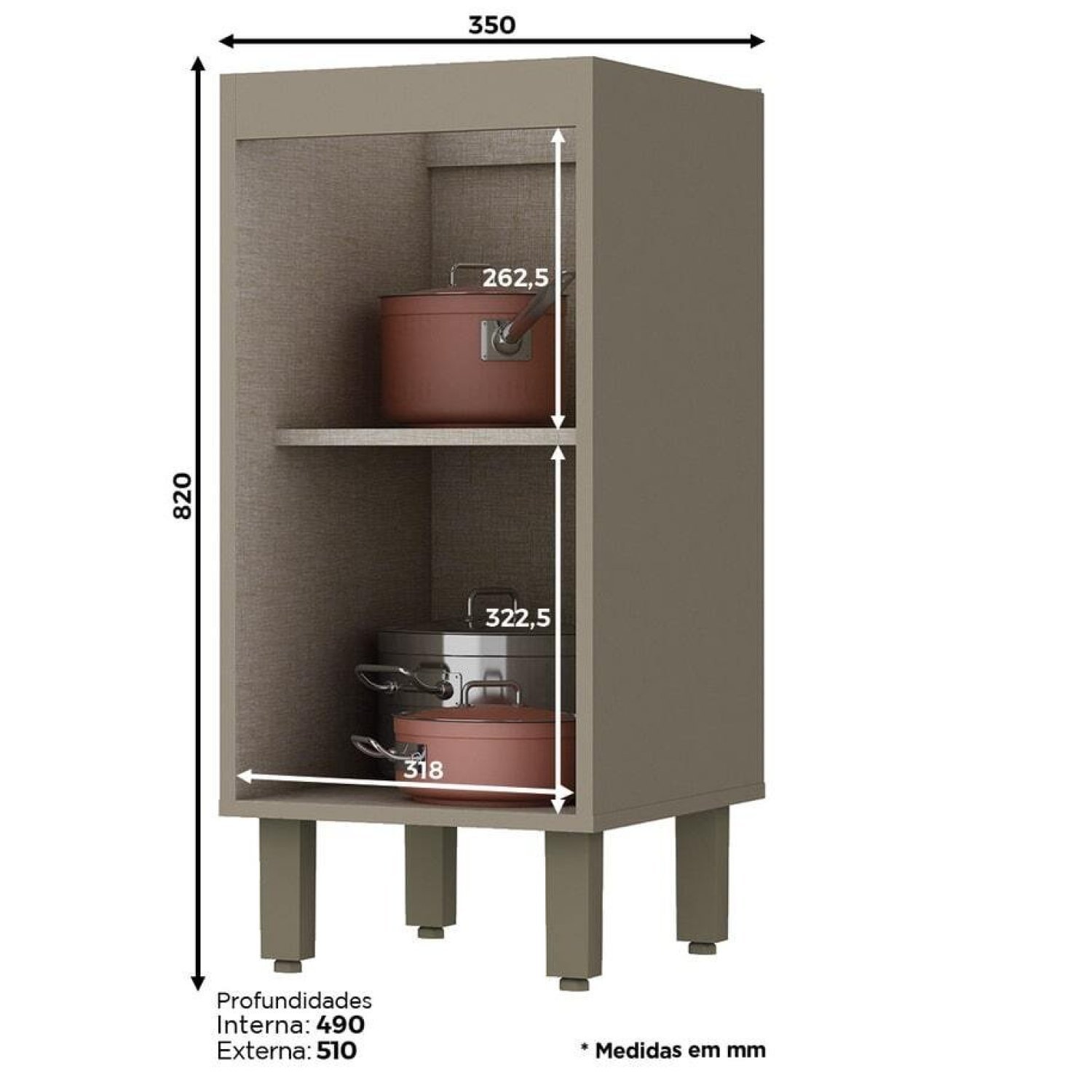 Balcão para Cozinha 35cm 1 Porta Évelin  - 3