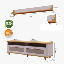 Rack para TV até 60 Polegadas 2 Gavetas 1 Prateleira Quioto Espresso Móveis - 3