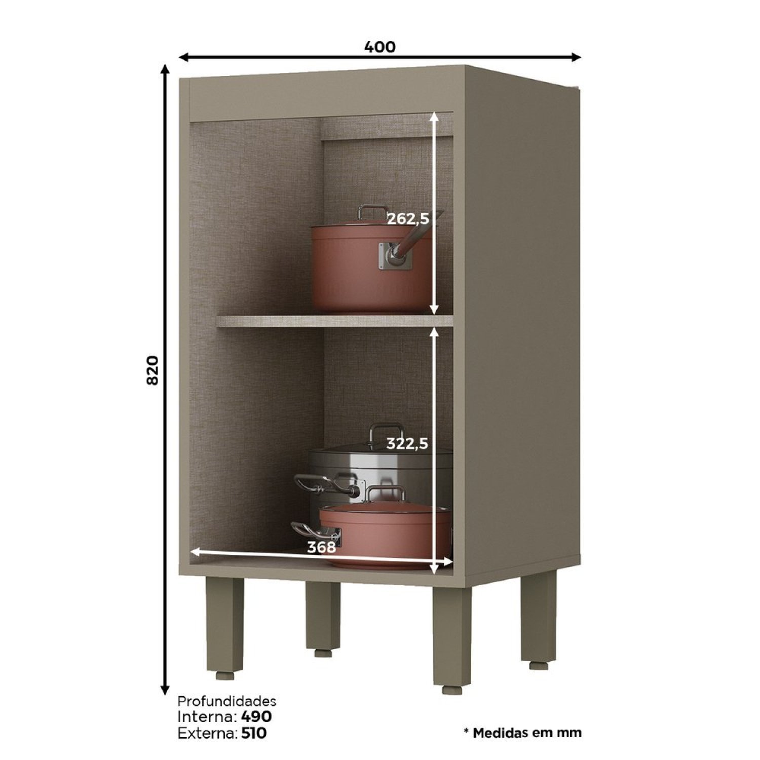 Balcão para Cozinha 40cm 1 Porta Évelin  - 4