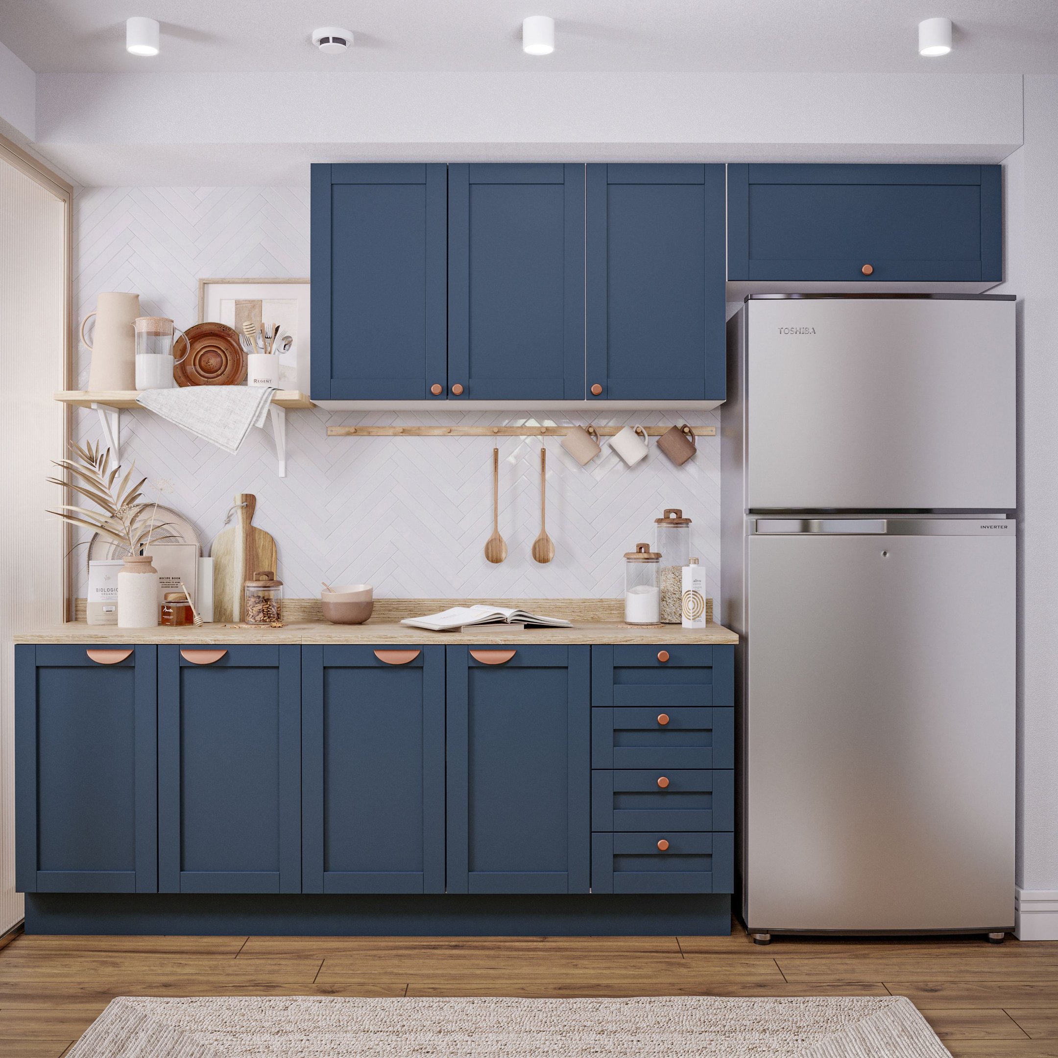 Cozinha Modulada 4 Peças Arizona CabeCasa MadeiraOriginals Azul