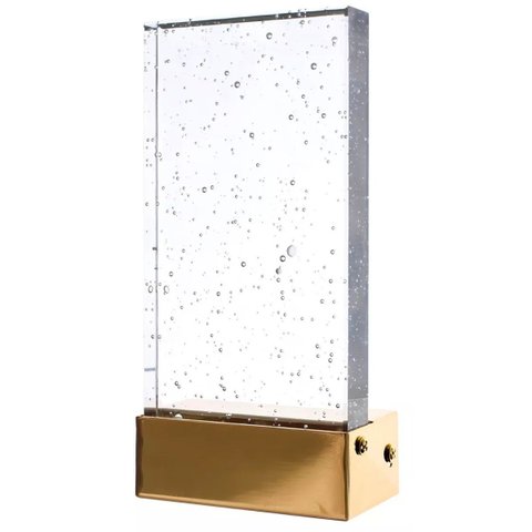 Arandela Cristal Retangular Dourada 10x20cm Led 4w 3000k 4000k 6500k Bivolt Metal e Cristal Uso Inte