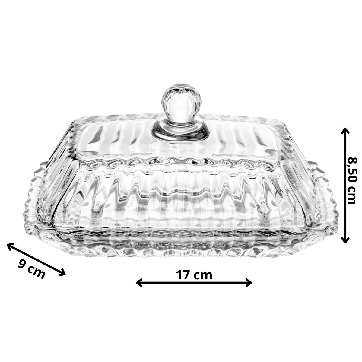 Manteigueira Cristal C/ Tampa Imperatriz 17x9x8,5 Cm Wolff - 3