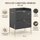 Ver imagem 3 de Mesinha de Cabeceira para Quarto 60cm de Altura MDF Moriah 45cm Grafite com Champagne