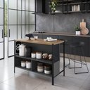 Ver imagem 1 de Balcão Mesa Bancada para Cozinha 127cm com Prateleira MDP Mel com Grafite