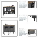 Ver imagem 4 de Balcão Mesa Bancada para Cozinha 127cm com Prateleira MDP Mel com Grafite