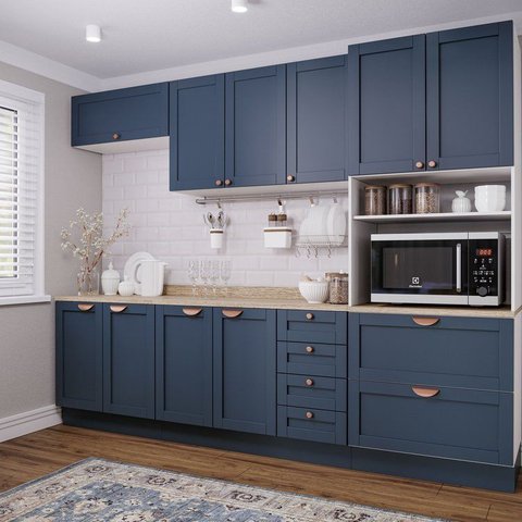 Cozinha Planejada 5 Peças Arizona CabeCasa MadeiraOriginals Azul/Branco