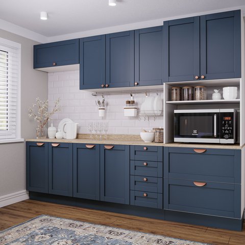 Cozinha Modulada 5 Peças Arizona CabeCasa MadeiraOriginals Azul/Branco