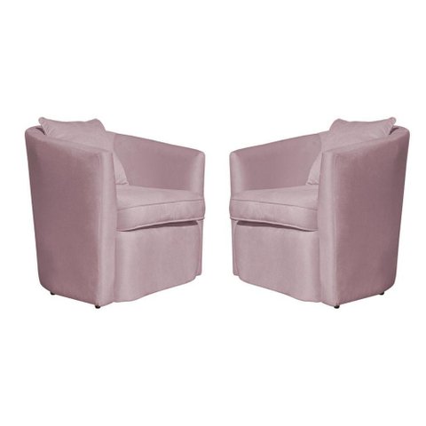 Kit 02 Poltrona Decorativa Recepção Escritório Veludo Alana Cor Rose