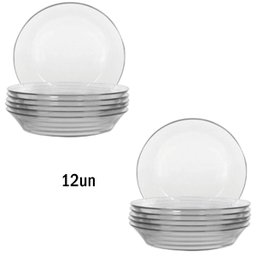 Jogo de 12 Pratos Fundos Astral Duralex 22,2cm Vidro Transparentes Nadir Figueiredo - 1