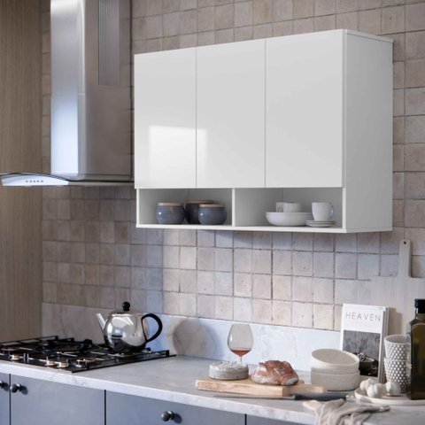 Armário Aéreo 3 Portas Milão Suspenso para Quarto Cozinha Sala Rede Móveis