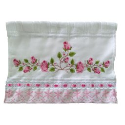 Toalha De Mão, Lavabo, Bordado Ramos e Rosas Com Tira Bordada. TLVB3 Dohler Artesanalle - 1
