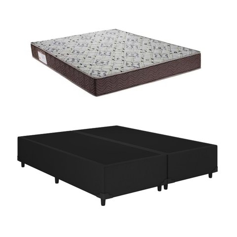 Cama Base Box Casal Bipartido Preto Colchão Iso 150 D45 - Ortobom