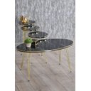 Ver imagem 2 de Conjunto de Mesa de Centro 4 Peças - Mármore Preto com Dourado