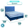 Kit Cama Box + Cabeceira + Colchão Queen Molas Ensacadas - Blue - Paropas - 3