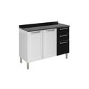 Ver imagem 1 de Balcão de Cozinha 3 Portas 2 Gavetas Itatiaia Tarsila de Aço 120cm Branco/preto