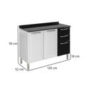 Ver imagem 3 de Balcão de Cozinha 3 Portas 2 Gavetas Itatiaia Tarsila de Aço 120cm Branco/preto