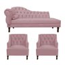 Divã Cancun 160cm Direito +2 Poltronas Genesis Rosê - 1