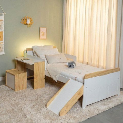 Cama Infantil com Kit Escrivaninha, Escorregador e Nicho Petit Casatema MadeiraOriginals
