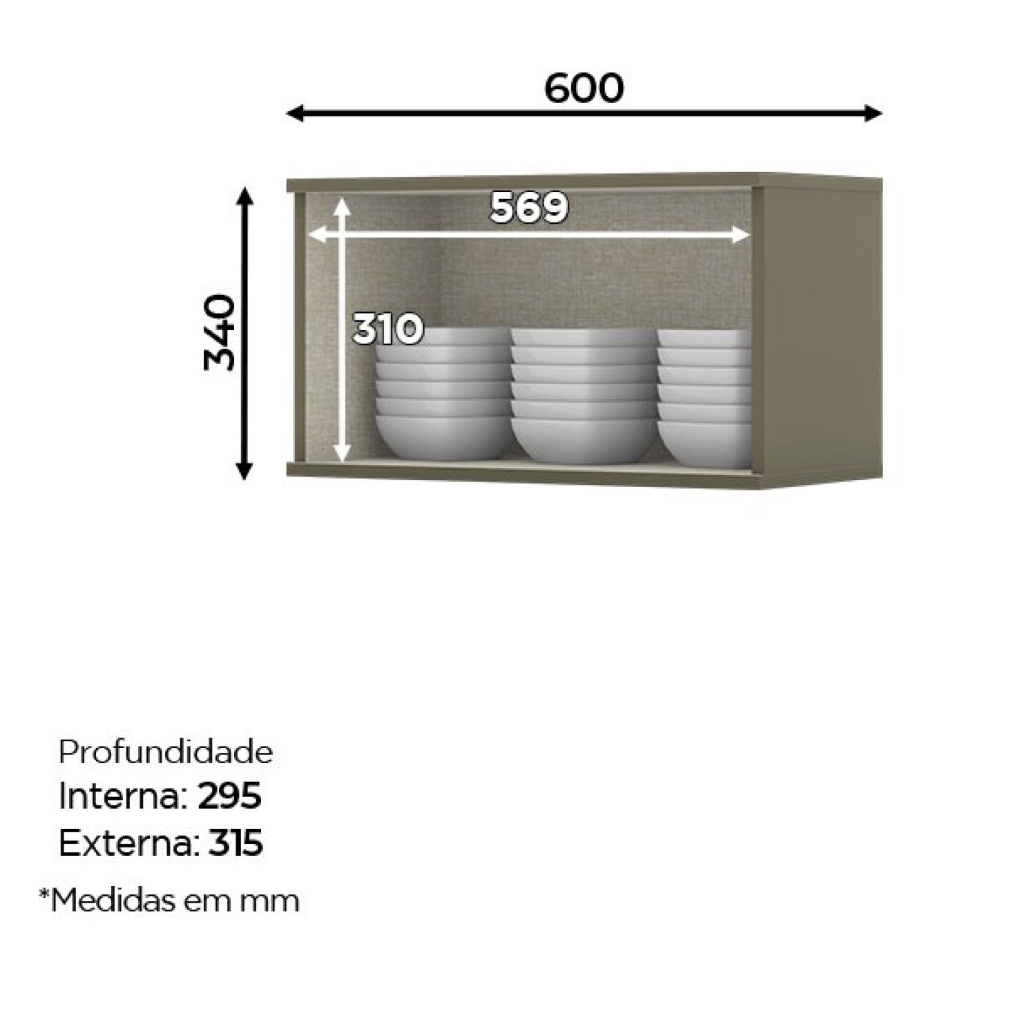 Armário Aéreo para Cozinha 60cm 1 Porta Basculante Évelin  - 2