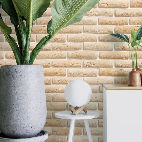 Papel de Parede Adesivo Tijolinho Bege Rejunte Branco 3m