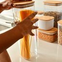 Ver imagem 4 de Conjunto de Potes Herméticos Keep 6 Peças Transparente com Tampa de Bambu ou