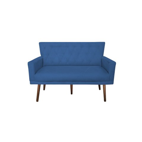 Namoradeira Decorativa Aurora Suede Azul Marinho Pés Madeira Ms Decor