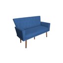 Ver imagem 2 de Namoradeira Decorativa Aurora Suede Azul Marinho Pés Madeira Ms Decor
