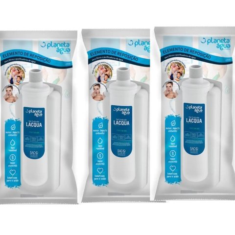 Kit 3 Un de Refis Purificador Lacqua Compatível com Purif. Latina Pa, Purimix, Puri Ice, Puritronic,