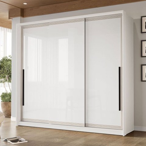 Guarda-roupa Casal Valência 3 Portas 4 Gavetas Branco - Politorno
