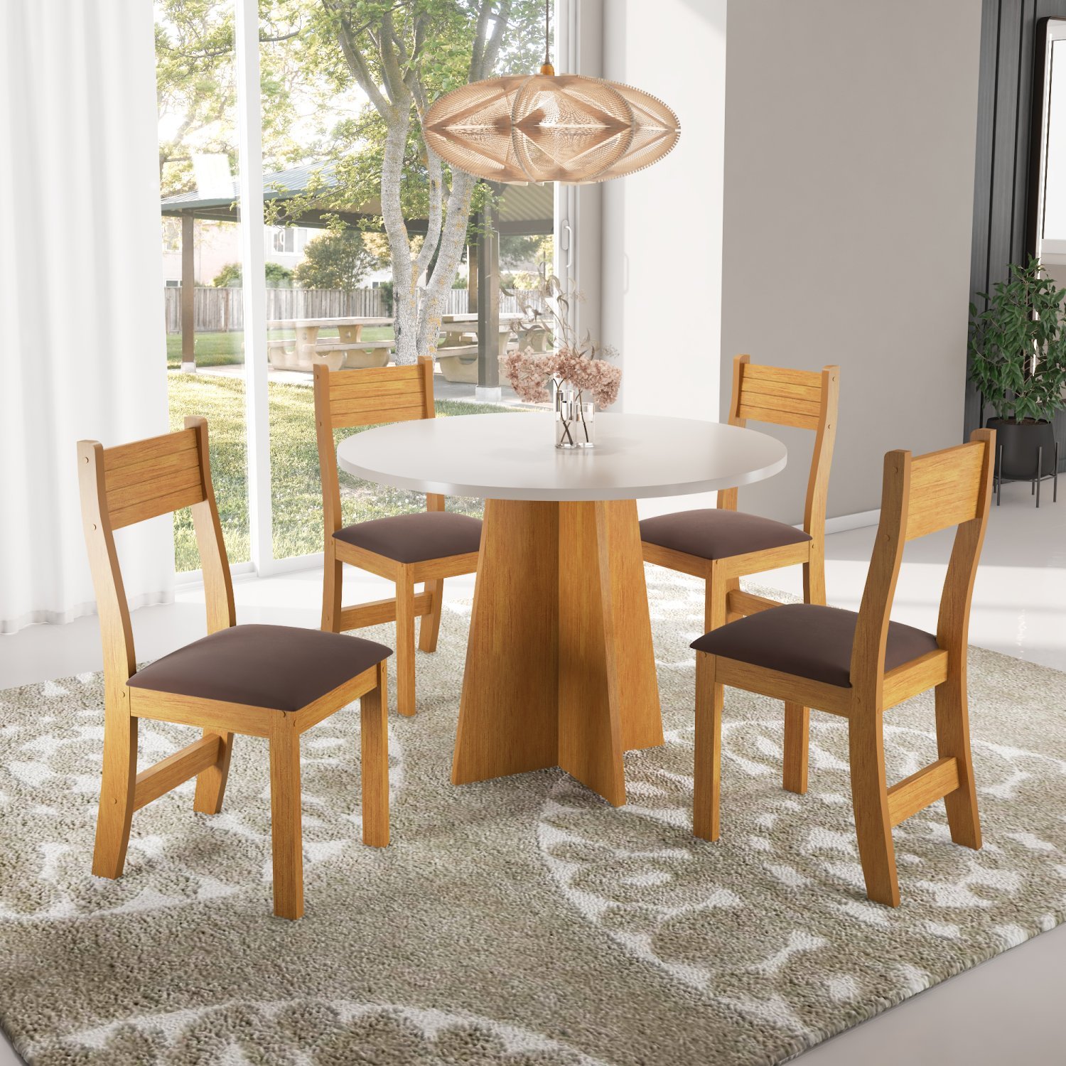 Conjunto Sala de Jantar Mesa Criare com 4 Cadeiras Venus Viero Móveis em  Promoção na Americanas
