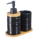 Ver imagem 5 de Kit Lavabo Banheiro Bambu Saboneteira Líquida Escova / 885
