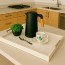 Ver imagem 6 de Bandeja Retangular Servir Café da Manhã com Alça Inox 25x46cm Branco - Arkell