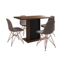 Ver imagem 6 de Mesa Jantar Londres Tampo Amêndoa 120cm Base Preta 4 Cadeiras Base Cobre Estofado Nude Médio