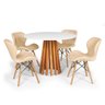 Conjunto Mesa de Jantar Talia Amadeirada Branca 100cm com 4 Cadeiras Eiffel Slim - 1