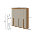 Ver imagem 4 de Guarda-roupas Alonzo 6 Portas C/esp e C/pes Pvc Amendoa Clean/off White Móveis Lopas