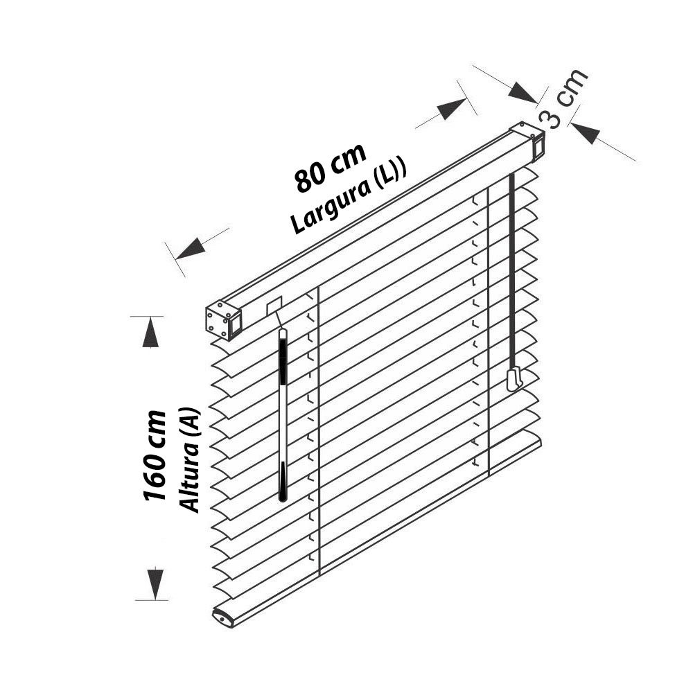 Persiana Horizontal Pvc Block Bege 80 (l) X 160 (a) Cm Lâminas Alta Cobertura e Kit de Instalação - 10