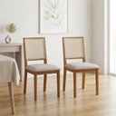 Ver imagem 3 de Kit 2 Cadeiras Sila Mel Tela Lisa em Madeira Maciça Assento Estofado Bege