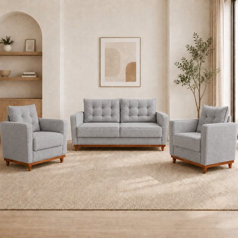 Kit Sofá 2 Lugares e 2 Poltronas Luxo Moderno Sala de Estar Samuel