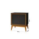 Ver imagem 2 de Mesa de Cabeceira com 2 Gavetas Pés em Madeira Maciça 58cm Arruna