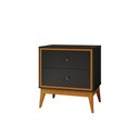 Ver imagem 3 de Mesa de Cabeceira com 2 Gavetas Pés em Madeira Maciça 58cm Arruna