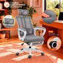 Ver imagem 4 de Cadeira de Escritório Presidente Paris Ergonômica Tela Mesh Reclinável com Apoio para Pés Cinza