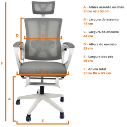 Cadeira de Escritório Presidente Executiva Oficial Paris - Cinza - 1 - 9