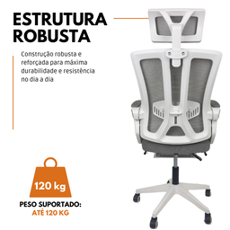 Cadeira de Escritório Presidente Executiva Oficial Paris - Cinza - 1 - 6