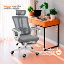 Ver imagem 3 de Cadeira de Escritório Presidente Paris Ergonômica Tela Mesh Reclinável com Apoio para Pés Cinza