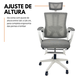 Cadeira de Escritório Presidente Executiva Oficial Paris - Cinza - 1 - 3