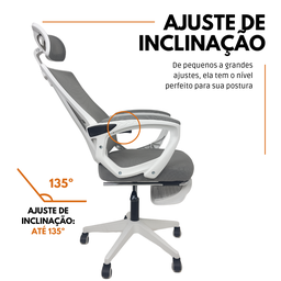 Cadeira de Escritório Presidente Executiva Oficial Paris - Cinza - 1 - 5