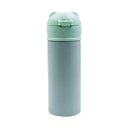 Ver imagem 2 de Garrafa Térmica de Ursinho Verde Infantil com Canudo de Silicone e Trava 420ml em Aço Inoxidável