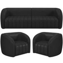 Ver imagem 1 de Kit Sofá 4 Lugares para Sala 292cm com 02 Poltronas Lazio M03 Corano Preto - Lyam Decor