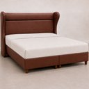 Ver imagem 5 de Cama Box com Cabeceira King Elegante Courino Marrom - Sallar Home