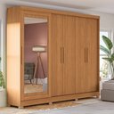 Ver imagem 2 de Guarda-Roupas 5 Portas e 4 Gavetas com Espelho 223x245x56cm:Canela